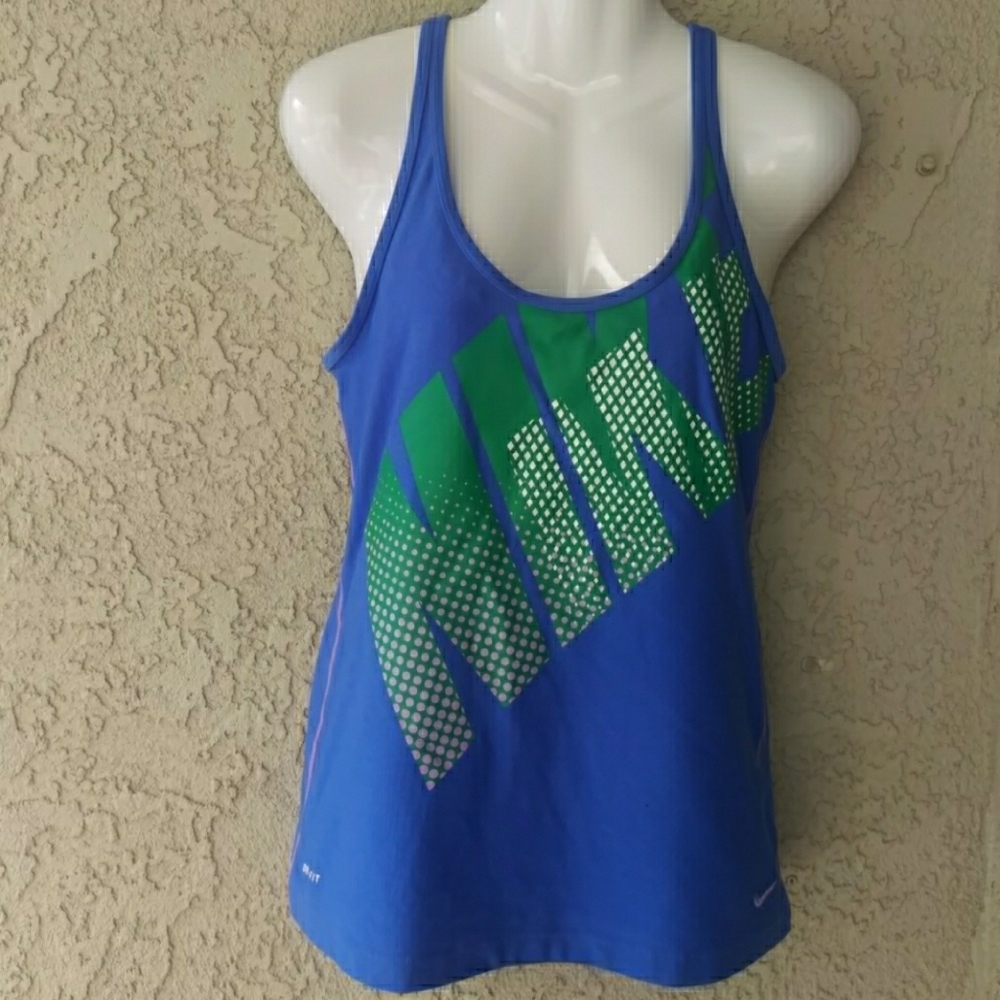 Nike Dri-Fit activewear blue workout tank top exce
